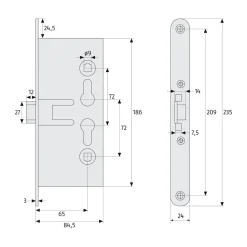 Best Abus Einsteckschloss EFS65