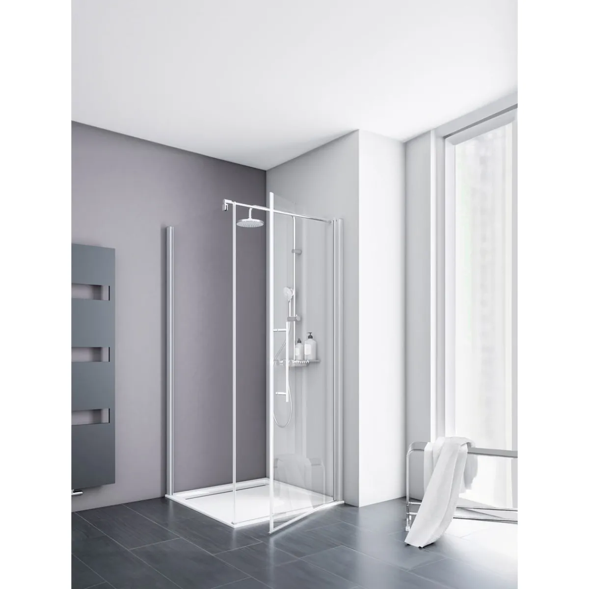 Sale Schulte Alexa Style 2.0 Drehtuer inkl Seitenwand192x90x90cm Alu Natur, Klar hell