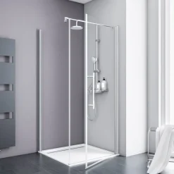 Sale Schulte Alexa Style 2.0 Drehtuer inkl Seitenwand192x90x90cm Alu Natur, Klar hell