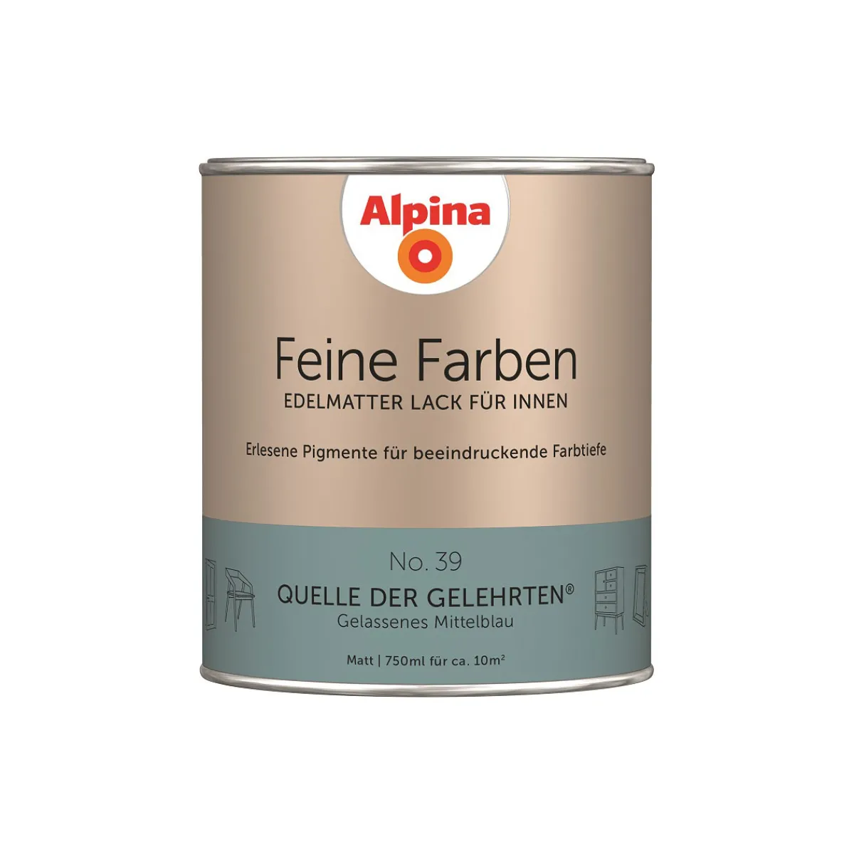 Best Alpina Buntlack Feine Farben Lack No 39 Quelle der Gelehrten edelmatt 750ml