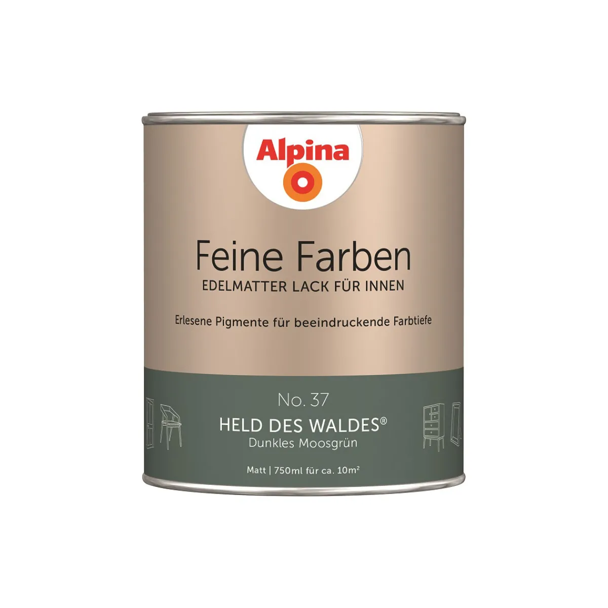Hot Alpina Buntlack Feine Farben Lack No 37 Held des Waldes edelmatt 750ml