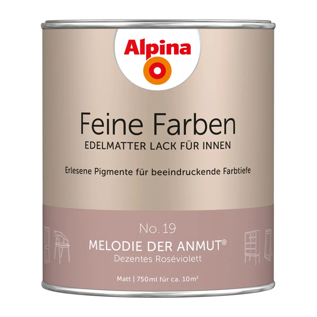 Alpina Buntlack Feine Farben Lack No 19 Melodie der Anmut edelmatt 750ml