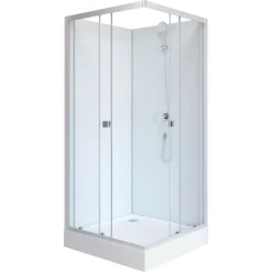 Aurlane Komplettdusche Essential, eckig, Farbe: Silber, 85x85x197,5cm