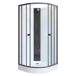 Online Aurlane Komplettdusche White Circle, rund, Farbe: Schwarz/weiss, 85x85x197,5cm