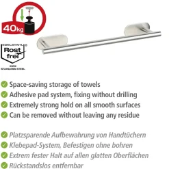 Online Wenko Badetuchstange Uno 40 cm Orea MattTurbo-Lock Edelstahl
