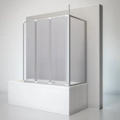 New Schulte Badewannenaufsatz 3-teilig mit Seiten-wand und Deckenstütze 1288x1400mm T750mm