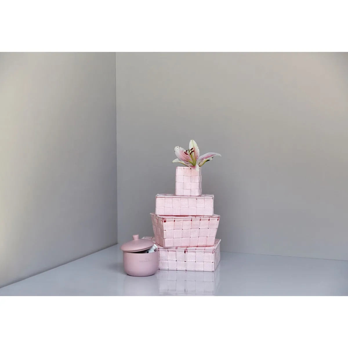 Outlet Wenko Badkorb mit Deckel Mod. Adria, rosa