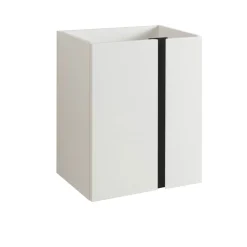 Outlet BADMOBIL Waschtischunterschrank LINUS 49 x 63 x 34,5 cm 2 Türen grifflos weiß mit schwarzer Dekorleiste