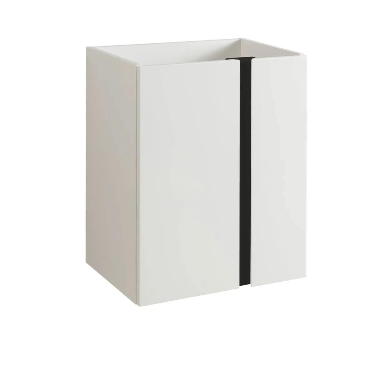 Outlet BADMOBIL Waschtischunterschrank LINUS 49 x 63 x 34,5 cm 2 Türen grifflos weiß mit schwarzer Dekorleiste