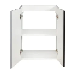 Outlet BADMOBIL Waschtischunterschrank LINUS 49 x 63 x 34,5 cm 2 Türen grifflos weiß mit schwarzer Dekorleiste