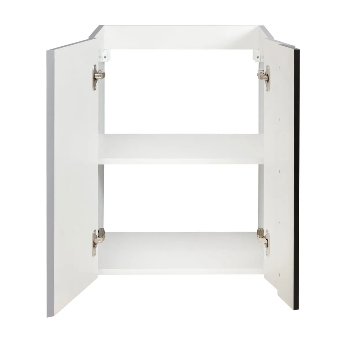 Outlet BADMOBIL Waschtischunterschrank LINUS 49 x 63 x 34,5 cm 2 Türen grifflos weiß mit schwarzer Dekorleiste