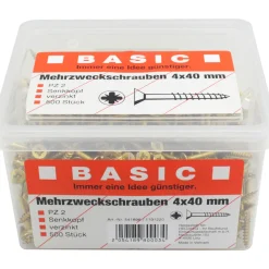 Basic Mehrzweck-Schrauben-Eimer 4,0 x 40 mm 500 Stück im Eimer