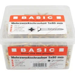 Hot Basic Mehrzweckschrauben 5,0 x 80 mm 170 Stück im Eimer