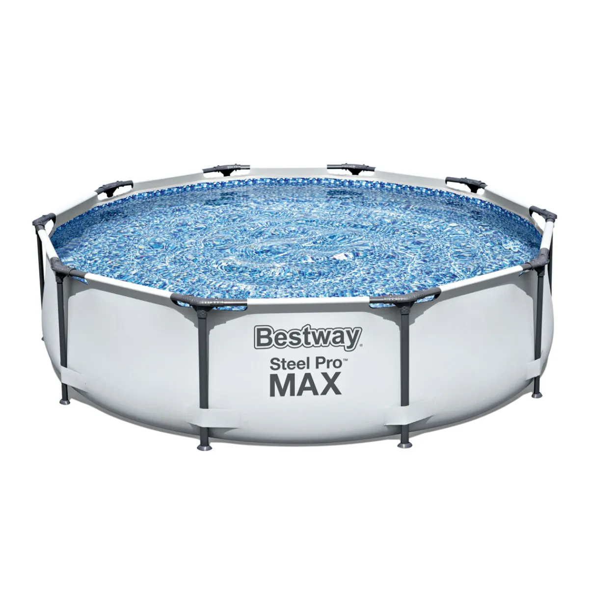 Clearance Bestway Frame-Pool-Set Steel Pro MAX mit Filterpumpe Durchmesser 305 x 76 cm lichtgrau