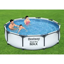 Clearance Bestway Frame-Pool-Set Steel Pro MAX mit Filterpumpe Durchmesser 305 x 76 cm lichtgrau