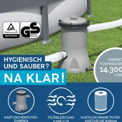 Outlet Bestway Steel Pro Max Frame-Pool-Set mit Filterpumpe Durchmesser 366 x 100 cm grau