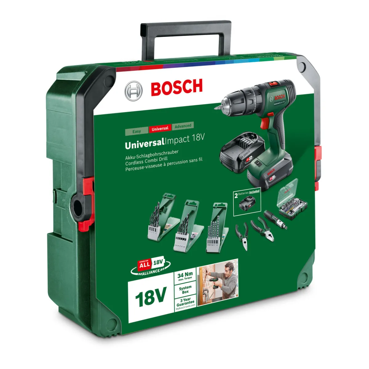 Sale Bosch Akku-Schlagbohrschrauber UniversalImpact 18V 2 Akkus Ladegerät und Zubehör