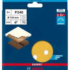 Best Bosch Professional Expert C470 Schleifpapier mit 8 Löchern für Exzenterschleifer 125 mm G 240 5- teilig