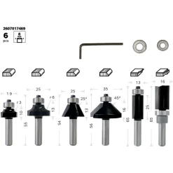 Best Bosch Professional Rand- und Kantenfräse-Set GKF 12V 6-teilig