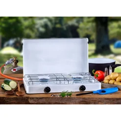 Sale CFH Zweiflammkocher Capri inklusive Druckregler und 80 cm Gasschlauch