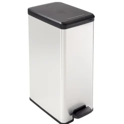 Outlet Curver Mülleimer DECO Bin SLIM 40L mit Pedal schwarz silber metallic