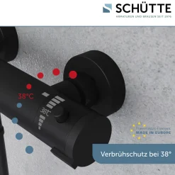 Hot Schütte Duschthermostat London,schwarz-matt, 1/2Verbruehschutz und Wassersparfunktion