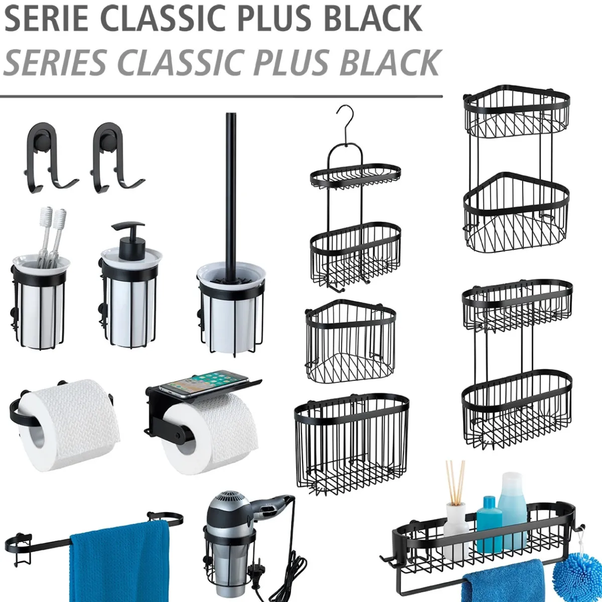 Best Wenko Eckregal 2 Etagen Classic Plus, schwarz