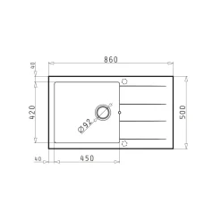 Pyramis Einbauspuele ATHLOS PLUS 86x50 cm 1B 1DIron grey