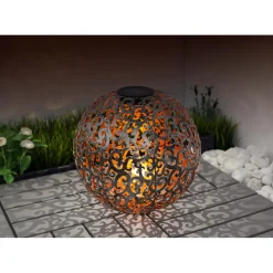 New Flector Garten LED-Solar-Dekokugel Orient silber gebürstet Durchmesser 30 cm