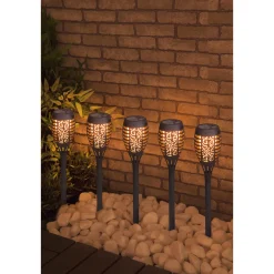 Sale Flector Garten LED-Solarfackel Flame schwarz 5er-Set