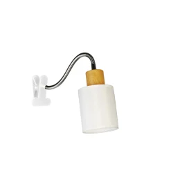 Flector Klemmleuchte Marisa Holzoptik/Textil weiss