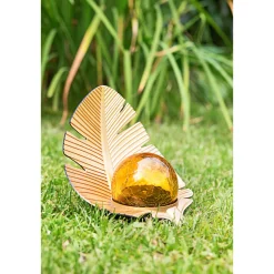 Hot Flector Solar-Dekoleuchte Golden Monstera inkl Glaskugel in Bruchoptik gold