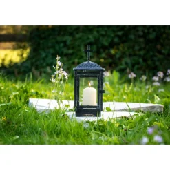 Online Flower Power Grablaterne RUBI schwarz Glas Metall (ohne Kerze)