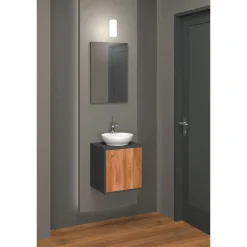 Outlet Gaeste-Waschbeckenunterschrank Tim, Farbe: anthrazit/Wotan, Eiche, 1 Tür, inkl. Keramik-AWT, B40cm