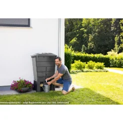 New Garantia Regentonne eckig 300 L graphite grey inkl Deckel und Hahn