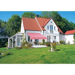 Clearance Gelenkarmmarkise Nizza rot-weiss 300 x cm