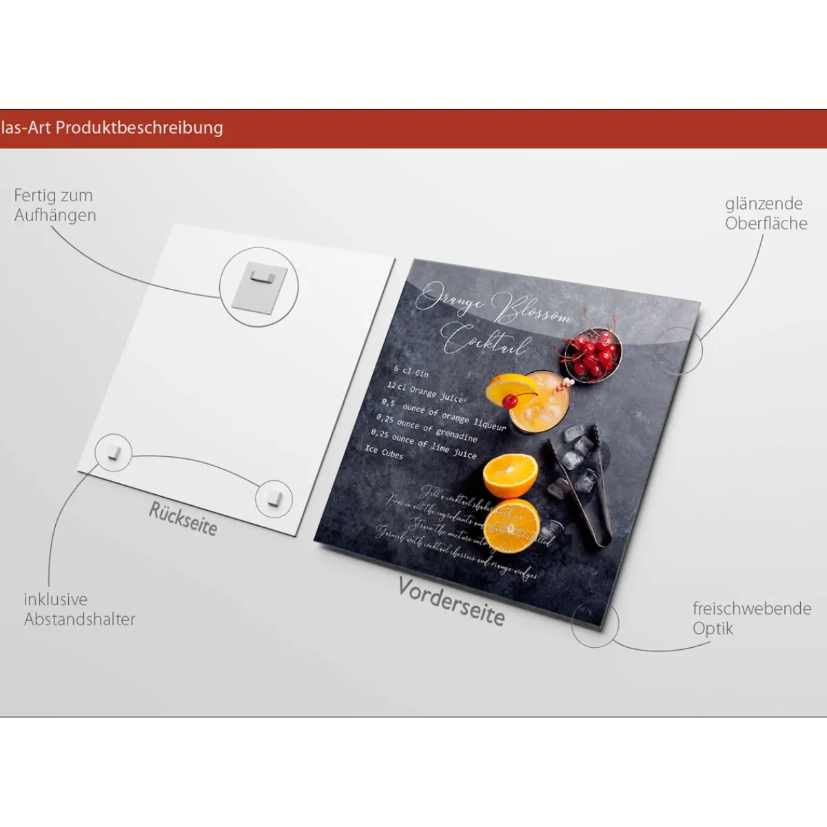 Outlet Pro-Art Glas-Art Orange 20 x 20 Glasbild