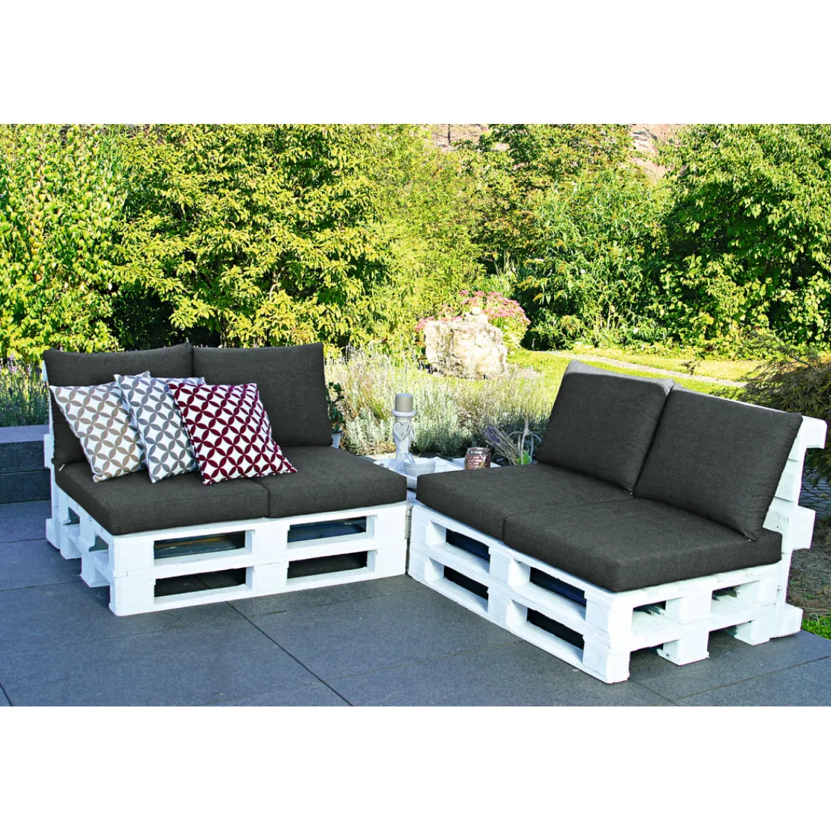 Outlet GO-DE Palettenauflage 2- teilig anthrazit 60 x 80 cm wasserabweisend