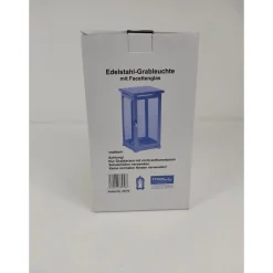 Grablampe Edelstahl mit Facettenglas für Grablichter