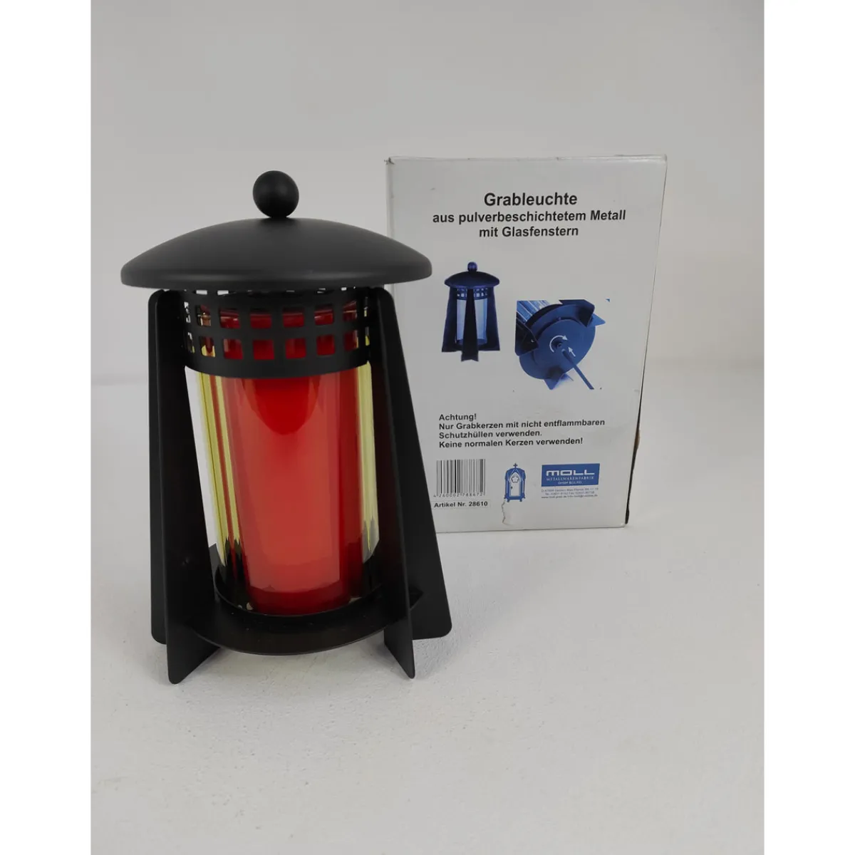Discount Grablaterne Metall schwarz klares Glas