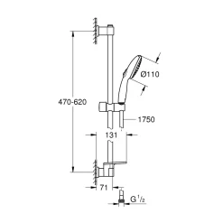 Hot Grohe Brausestangenset Vitalio Start 110 2 Strahlarten (Rain, Jet)