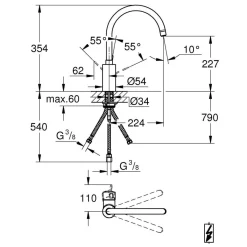 New Grohe Einhand-Spültischbatterie Eurosmart C Niederdruck chrom