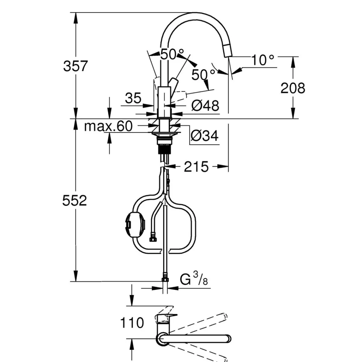 Hot Grohe Einhand-Spültischbatterie StartEdge 1/2"