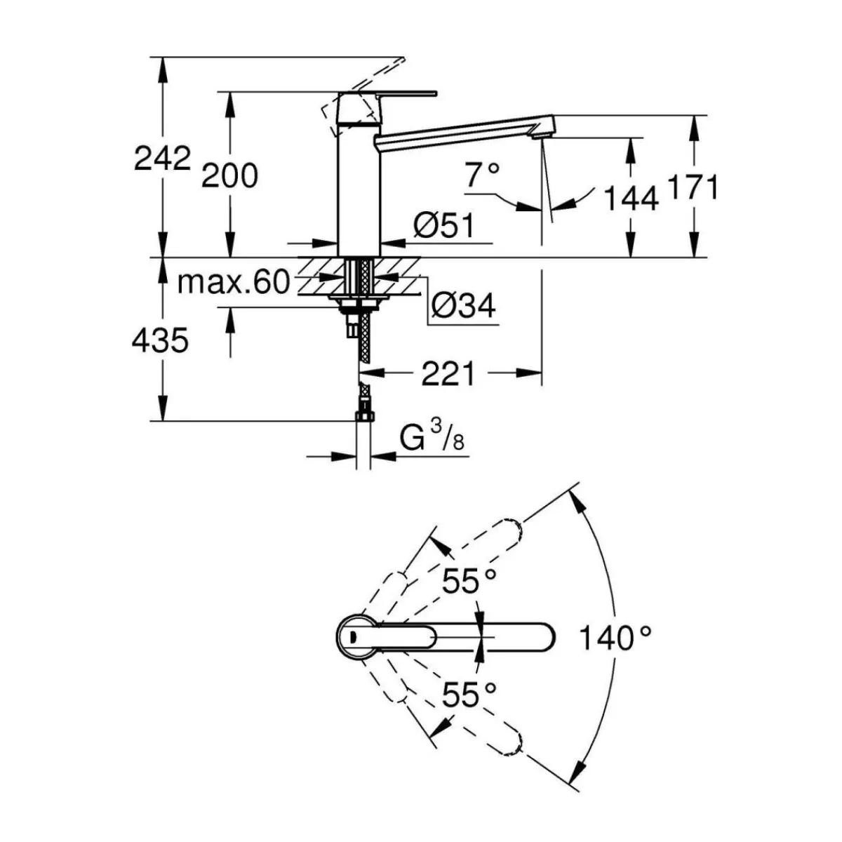 Clearance Grohe Get Einhand-Spültischbatterie, 1/2"