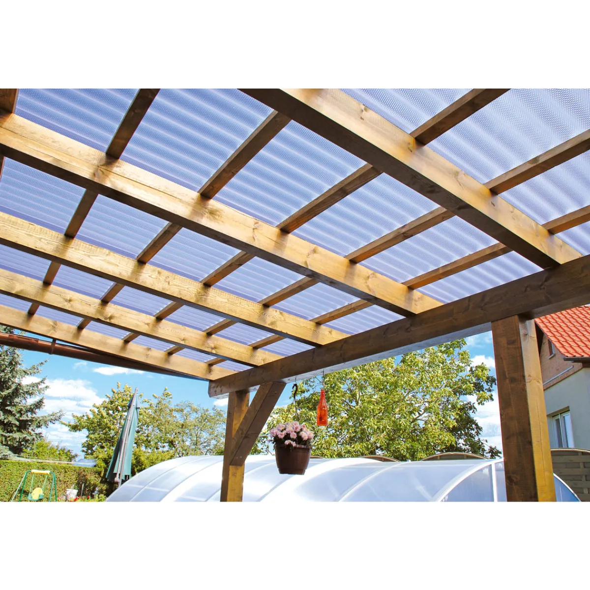 Clearance gutta PVC Wellplatte Prisma klar 200 x 90 cm