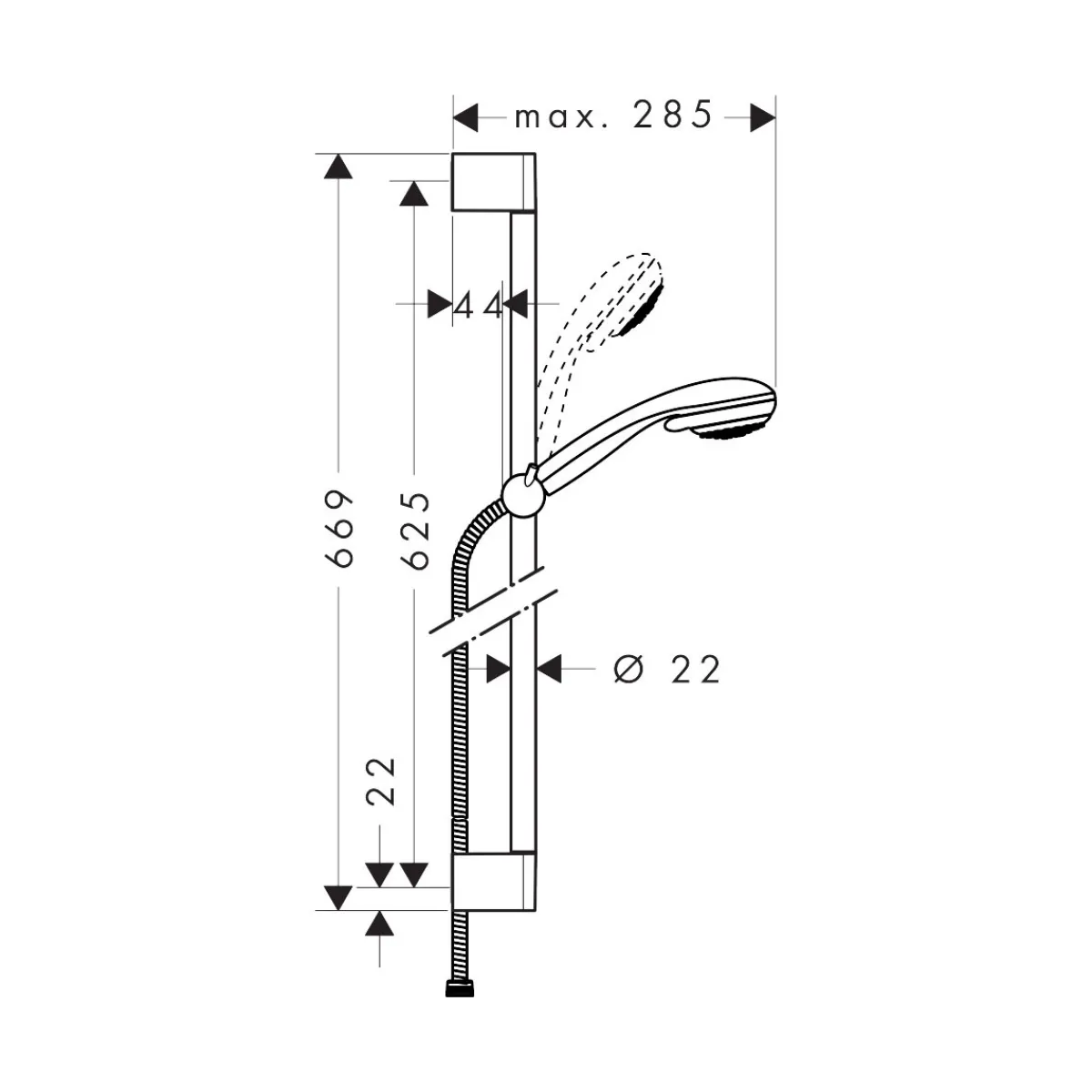 New Hansgrohe Brauseset Vario mit Brausestange 65 cm