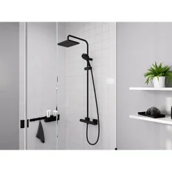 Outlet Hansgrohe Duschsystem Vernis Shape mit Thermostat mattschwarz