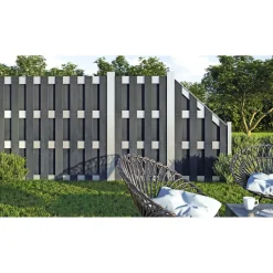 Best Hartmann Zaun-Grundelement WPC/Alu 180 x 180 cm anthrazit/silber