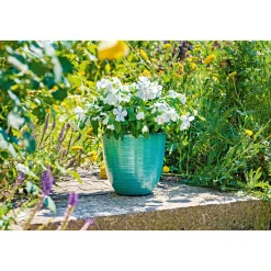 Hot Haveson Pflanztopf Feine Rille türkis glasiert Durchmesser 28 x 27 cm