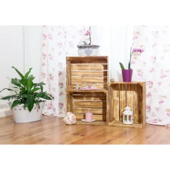 New Holzkiste geflammt 50 x 40 x 30 cm